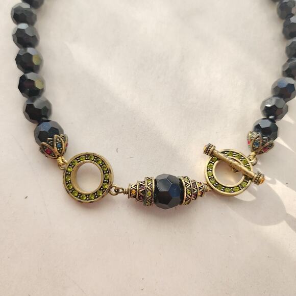 HEIDI DAUS Black Gold Crystal Beaded Necklace Retired 20" Long - Picture 5 of 8